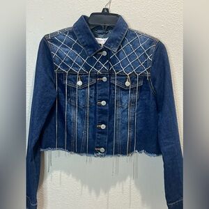 Denim jacket with tinsels